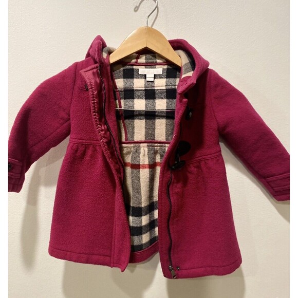 Burberry Brit Girl's Cherry-Red Wool Duffle Coat Size 2 Years Old - Picture 1 of 11